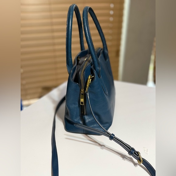 Fossil Lana Medium Satchel Crossbody Blue Leather Bag - Picture 4 of 13